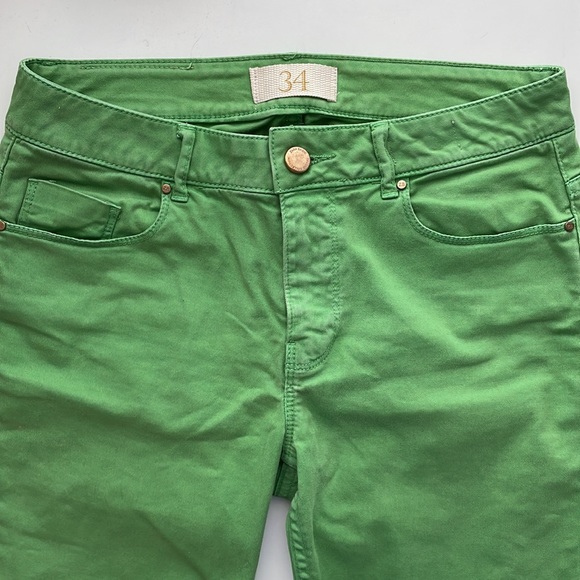 Zara Basic Denim Green Ankle Zip Pants - Picture 2 of 6